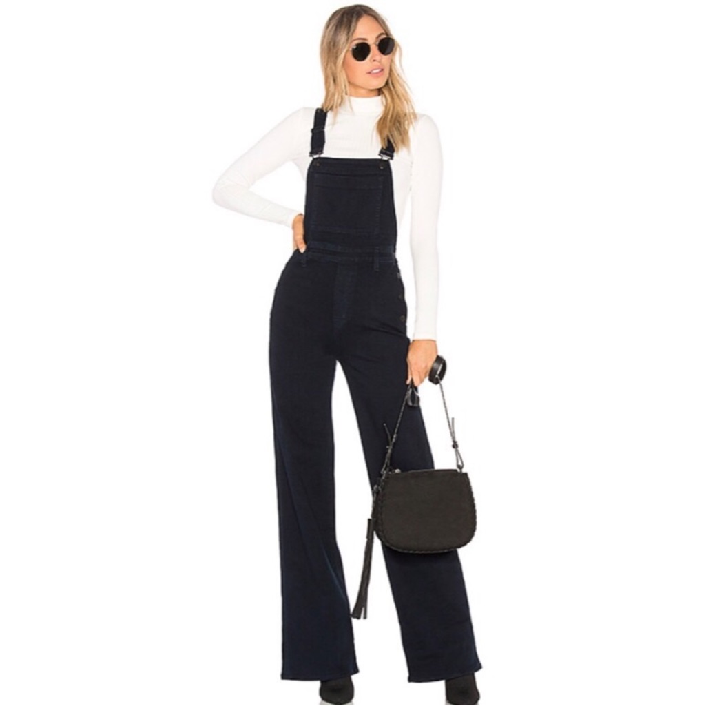 J Brand Womens Denim Dark Blue Wash Slim Jumpsuit Overalls Size Medium Cropped